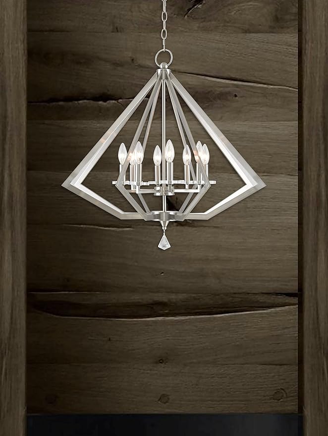 Livex Lighting 50668-91 Diamond 8-Light Chandelier, Brushed Nickel