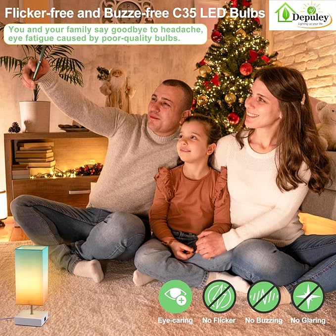 Depuley LED Light Bulbs E12: Candelabra Candle Light Bulb 4W Equivalent 40W Incandescent - LED Chandelier Light Bulbs 2700K Soft White - C35 Clear Filament Bulb E12 Base 500 LM 90+ CRI 6 Pack