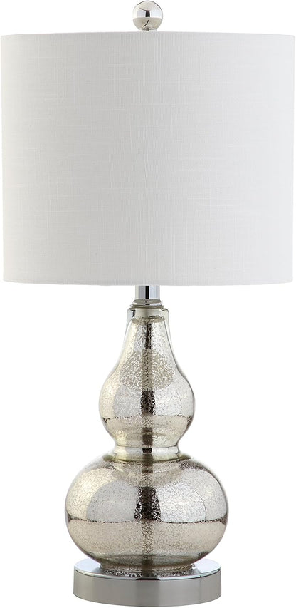JONATHAN Y JYL1028C Anya 20.5" Mini Glass LED Table Lamp, Transitional, Glam, Midcentury, Modern, Elegant, Office & Living Room, Silver