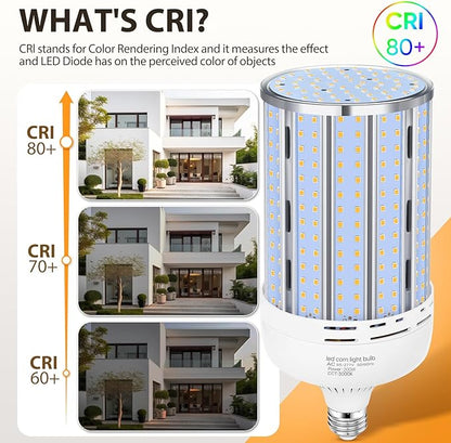 2 Pack 200W Corn LED Light Bulb Fanless,29,500LM 3000K/Warm White(2000 Watt Equivalent) E26/E39 Large Mogul Base LED Cob Lamp for Outdoor Indoor Garage Warehouse Factory Workshop Street Backyard