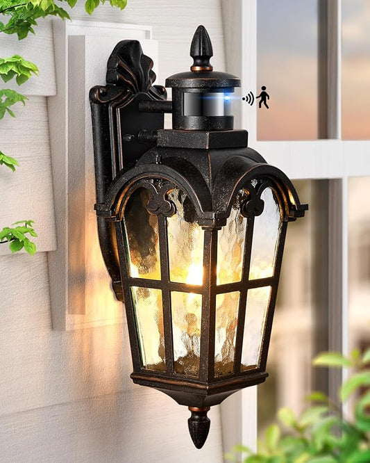 VIANIS Outdoor Motion Sensor Light, Oil Rubbed Bronze Porch Lights Outside Lantern, 16.4" H Dusk to Dawn Outdoor Lighting, 100% Aluminum Exterior Lighting Fixtures for House, Garden, Patio