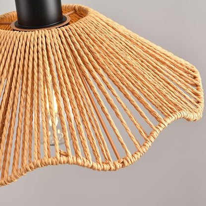 3 Pack Brown Woven Pendant Light Fixtures,11.81" Rattan Pendant Lights Farmhouse Basket Light Fixture Adjustable Boho Hanging Lamp for Kitchen Island Bedroom Dining Room Foyer Hallway