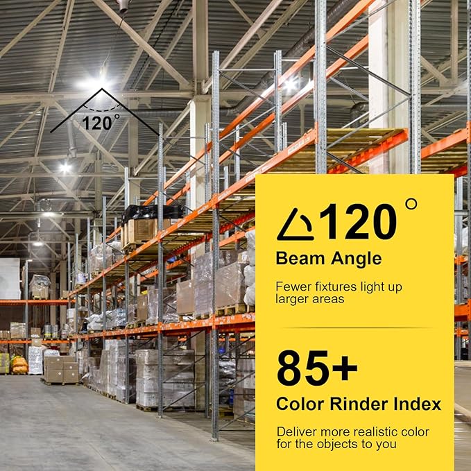 hunhun 6 Pack ETL 155W UFO LED High Bay Light, 22500lm, Daylight 5000K, US Plug,110-277V, IP65 Waterproof Commercial LED Shop Lights for Workshop Factory Barn Warehouse, Garage ETL Listed