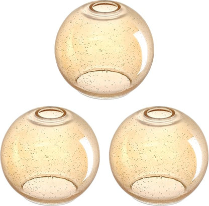 3 Pack 6.3 Inch Seeded Amber Glass Lamp Shade Pendant Ceiling Chandelier Wall Sconce Light Replacement Glass Shade Fixture Over Sink Kitchen Island