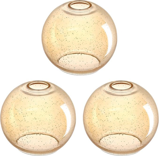 3 Pack 6.3 Inch Seeded Amber Glass Lamp Shade Pendant Ceiling Chandelier Wall Sconce Light Replacement Glass Shade Fixture Over Sink Kitchen Island