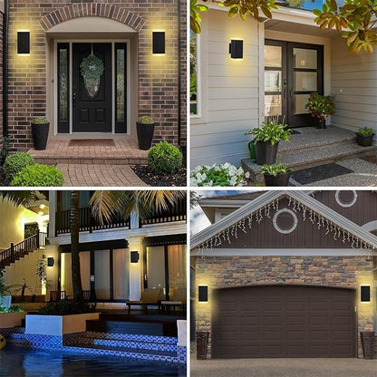 Outdoor Wall Light, ZUUKOLE Waterproof Exterior Wall Sconce, Anti-Rust Aluminum Wall Mount Lighting Rectangular Design – Up Down Lights Outdoor for Porch, Patio or Garage, 2 Pack