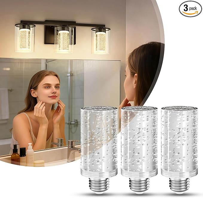 Briignite E26 LED Light Bulbs, 3000K Dimmable Bubble Light Bulbs Replacement, 40 Watt Equivalent Modern Acrylic Bulbs, Warm White, 5W Suitable for Vanity Lights Chandelier Wall Sconce, 3 Pack