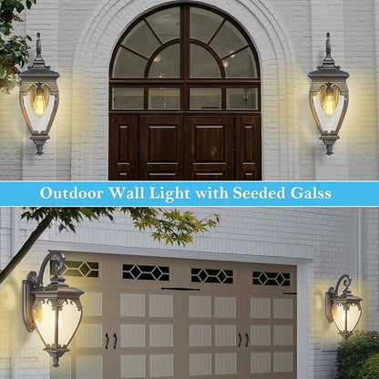 Large Outdoor Wall Lights Exterior Lighting Fixtures, 24.6 Inch Waterproof Large Outdoor Lanterns for Porch Light Fixture, Black Exterior Sconce Light for Outside House Patio Garage