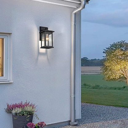 MICSIU Black Outdoor Wall Lantern Light Fixture, 12 Inch Glass Exterior Sconce Light Fixture, Clear Seedy Outdoor Lights for House, Porch, Garage, Garden
