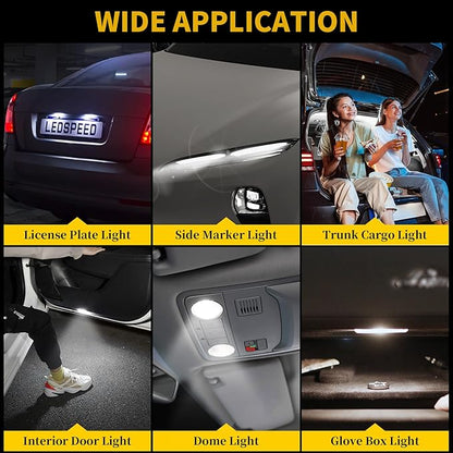 Yorkim 194 LED Bulb 6300K White, 168 2825 W5W T10 LED Light Bulb Error Free for License Plate, Dome, Map, Courtesy, Side Marker Lights, Pack of 2