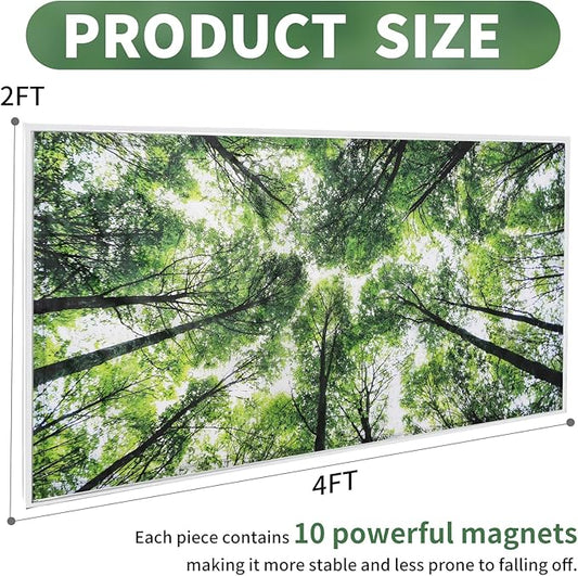 2pcs Fluorescent Light Covers - Light Covers for Ceiling Lights Classroom, Magnetic Light Filters for Office, Hospitals, Home 4 x 2 Feet (forest)