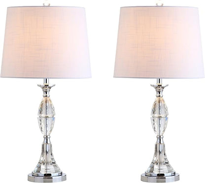 JONATHAN Y JYL2041A-SET2 Set of 2 Table Lamps Reid 25.5" Crystal LED Table Lamp French Country Bedside Desk Nightstand Lamp for Bedroom Living Room Office College Bookcase LED Bulbs Included, Clear