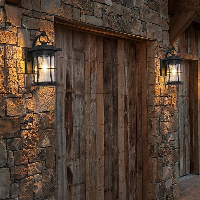 Outdoor Lighting Fixtures Wall Mount, 1-Light 15''H Dusk to Dawn Exterior Light for House Outdoor Wall Lantern with Clear Glass for Front Porch Patio Garage (15'' H with Photocell, 1 PC)