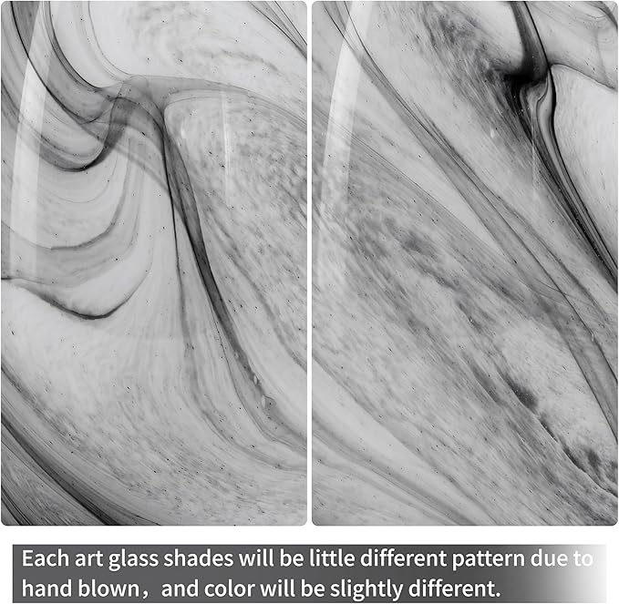 GO&SO 3 Pack Smoke-Gray Gradient Glass Lamp Shades,7.8"H Oval Pendant Light Art Fixture, 1.57" Fitter, E26 Base, Hand-blown Marble Hanging Light Shades, Dining Room, Hallway & Track Pendant Lights