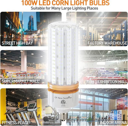 1000W Equivalent Led Corn Light Bulbs,100W Led Corn Bulb 15000 Lumen, 5000k Daylight White lamp, E26/E39 Medium Mogul Base, Large Area Lights for Outdoor Indoor Garage Warehouse High Bay Lighting