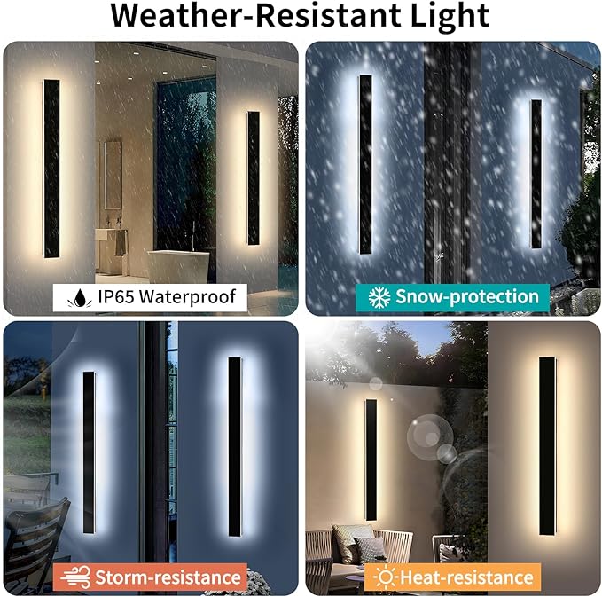 Mikeru 47.2inch Long LED Wall Light, 3000k/4500k/6000k Three Colors Switchable Modern Exterior Wall Sconces Acrylic Invisible Outdoor Lights for Porch Modern Outdoor Wall Mount Lighting for House