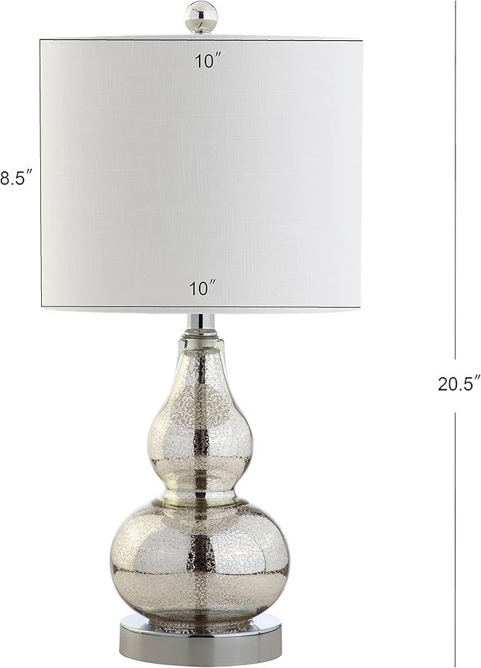 JONATHAN Y JYL1028C Anya 20.5" Mini Glass LED Table Lamp, Transitional, Glam, Midcentury, Modern, Elegant, Office & Living Room, Silver