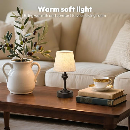 NIORSUN Portables Cordless Table Lamp, 10.2" Battery Operated Lamp, Bedside Table Lamp with Warm White Color,3 Way Dimmable Touch Desk Lamp for Bedroom Living Room Restaurant Black