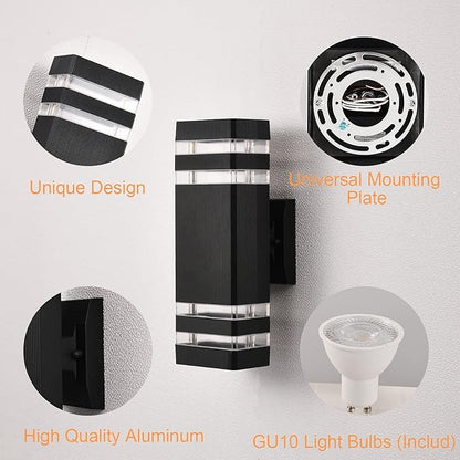 DASTOR 2 Pack Outdoor Wall Lights, Up and Down Porch Lights Outdoor Wall Mount Light Fixture, Aluminum Waterproof Exterior Lights for House Porch Garage