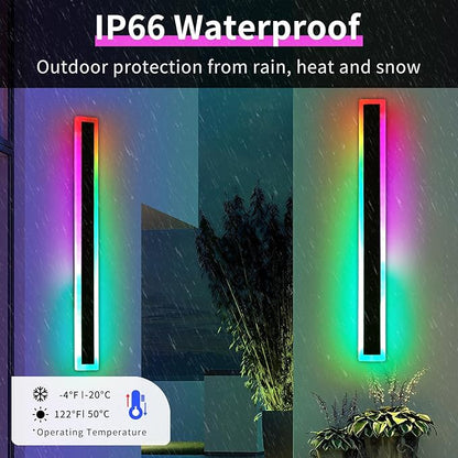 47inch Modern Wall Lights Outdoor, 10 Colour Variations Dimmable Long Wall Sconce, IP65 Waterproof 3000K-6000K Simple Acrylic Exterior Wall Lighting Fixtures for House Garage Front Patio