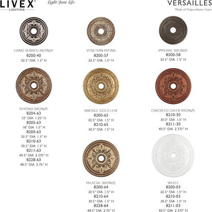 Livex Lighting 8204-63 Ceiling Medallion in Verona Bronze with Aged Gold Leaf Accents 12D x 1.25