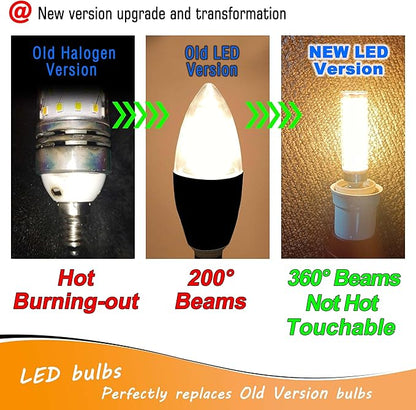 E12 100 Watt Equivalent LED Chandelier Bulbs 10W 2700K Warm White 1200lm 120V C7 T6 E12 LED Candle Light Bulb for Pendant Lighting Candelabra Ceiling Fan Corn Light Bulbs, Non-dimmable, 4 Pack