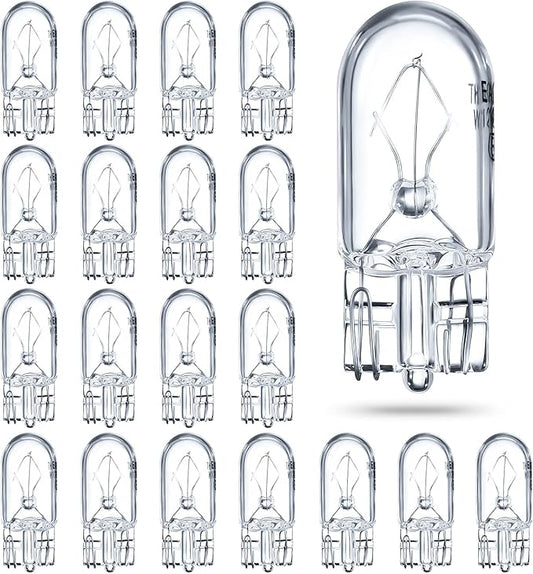 Honoson 1/4 Wedge Base 12V 5W Bulb Clear Krypton Light Bulb for Landscape, RV and Cabinet Lighting (20 Pieces)
