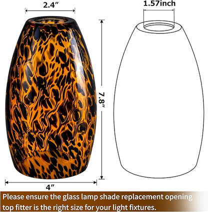 GO&SO 3pc Black-Yellow Pendant Light Shade,Fitter 1.57 ",Height 7.8 ",Max Diameter 4 ",Hand Blown Art Glass Pendant Light Fixtures Only,Oval Replacement Lamp Shades Glass Pendant Lights Kitchen Island
