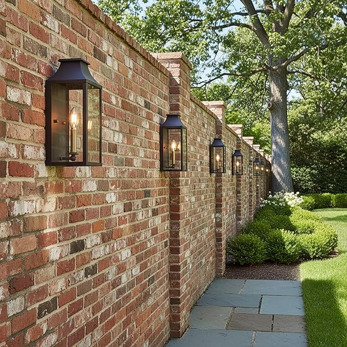 14" Small Classic Outdoor Wall Lantern Light for House Exterior,Handcrafted Old Rust Metal Cage Mounted Pocket Wall Sconce W/Clear Tempered Glass,Waterproof for Porch, Patio, Garage&Front Door E12
