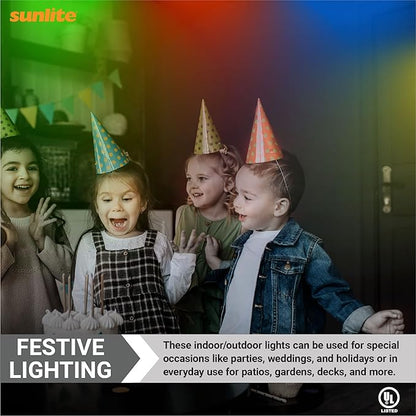 Sunlite LED S14 String Light Bulb, 2 Watts (25W Equivalent), Medium E26 Base, Party Decoration, Holiday Lighting, Transparent, Dimmable, UL Listed, Orange, 6 Count