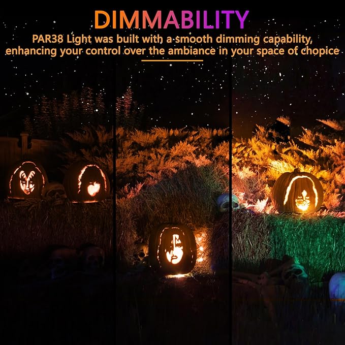PAR38 Flood Lights Outdoor,Dimmable LED Flood Light Bulbs,20W(Equivalent to 200W),E26 Base,Outdoor Porch,Holiday Lighting,LED Flood Light Bulb for Halloween,Christmas,4 Pack Orange
