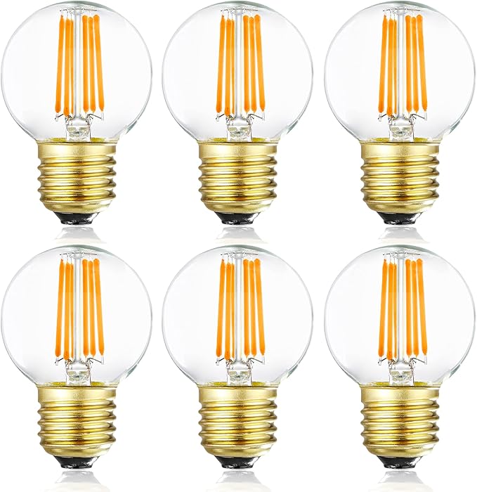 Leools Dimmable G16.5 LED Bulbs,6W E26 Edison LED Light Bulbs,Warm White 2700K,600lm,6W Equal 60 Watt,G50 Globe Light Bulb for Pendant Vintage LED Filament Edison Candle Bulb with Decorative, 6Pack.