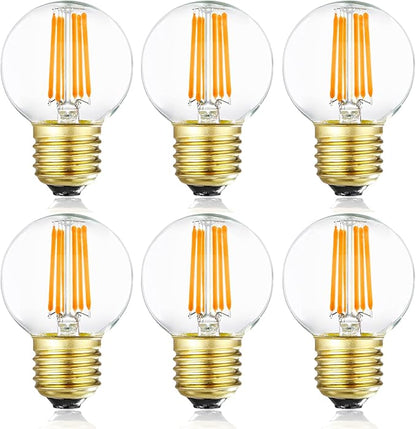 Leools Dimmable G16.5 LED Bulbs,6W E26 Edison LED Light Bulbs,Warm White 2700K,600lm,6W Equal 60 Watt,G50 Globe Light Bulb for Pendant Vintage LED Filament Edison Candle Bulb with Decorative, 6Pack.