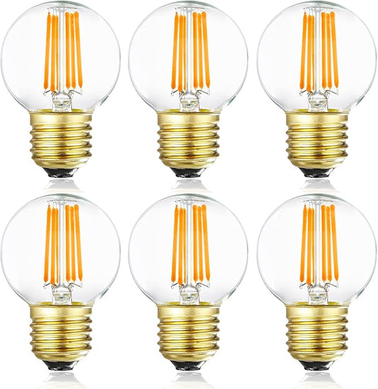 Leools Dimmable G16.5 LED Bulbs,6W E26 Edison LED Light Bulbs,Warm White 2700K,600lm,6W Equal 60 Watt,G50 Globe Light Bulb for Pendant Vintage LED Filament Edison Candle Bulb with Decorative, 6Pack.