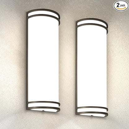 ASD 18 Inch LED Outdoor & Indoor Wall Mount Light Fixture - Oil Rubbed Bronze Modern Wall Sconce Lighting - 20W 120-277V 3000K 4000K 5000K Dimmable Front Door & Patio Exterior Lights - ETL, 2 Pack