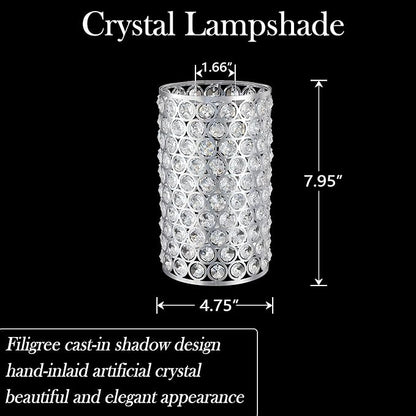 Doraimi Lighting 3 Pack Polyhedral Crystal Metal Pendant Ceiling Chandelier Wall Sconce Lamp Replacement Covers Shade Fixture Chrome Finish,1.66" Fitter Size,7.9" high*4.8" Diameter