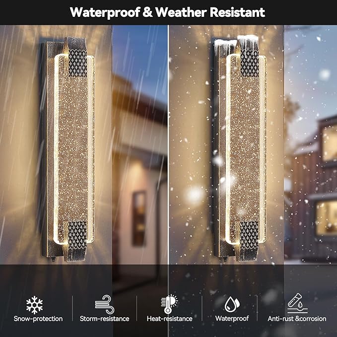 camuucci Dusk to Dawn Outdoor Light, 23.6 Inch LED Porch Lights Outdoor Waterproof Modern Outside Sconce Wall Mount for Doorway Hallway Porch Patio Yard Doorway Bronze