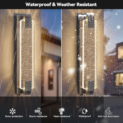 camuucci Dusk to Dawn Outdoor Light, 23.6 Inch LED Porch Lights Outdoor Waterproof Modern Outside Sconce Wall Mount for Doorway Hallway Porch Patio Yard Doorway Bronze