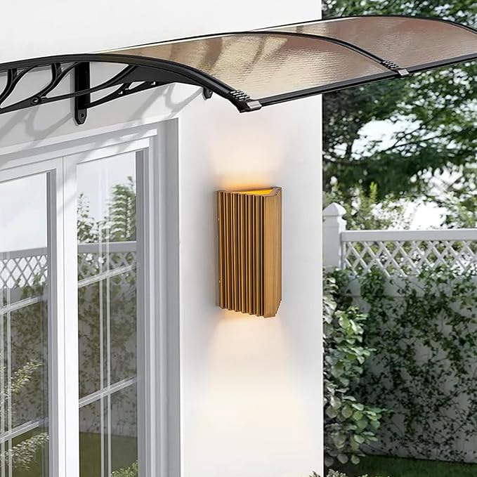 11" Modern Outdoor Wall Lights Hand-Brushed Vintage Gold LED Exterior Lighting Fixtures Outdoor Wall Sconce Light for House Exterior Garage Porch Patio