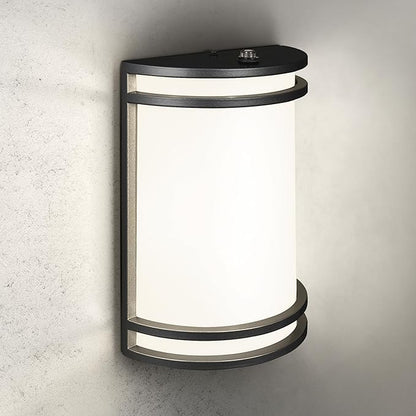 ASD 10 Inch LED Dusk to Dawn Outdoor Wall Mount Light Fixture - Matte Black Modern Wall Sconce Lighting with Photocell - 120-277V 15W 3000/4000/5000K Adjustable - Front Door & Patio, ETL