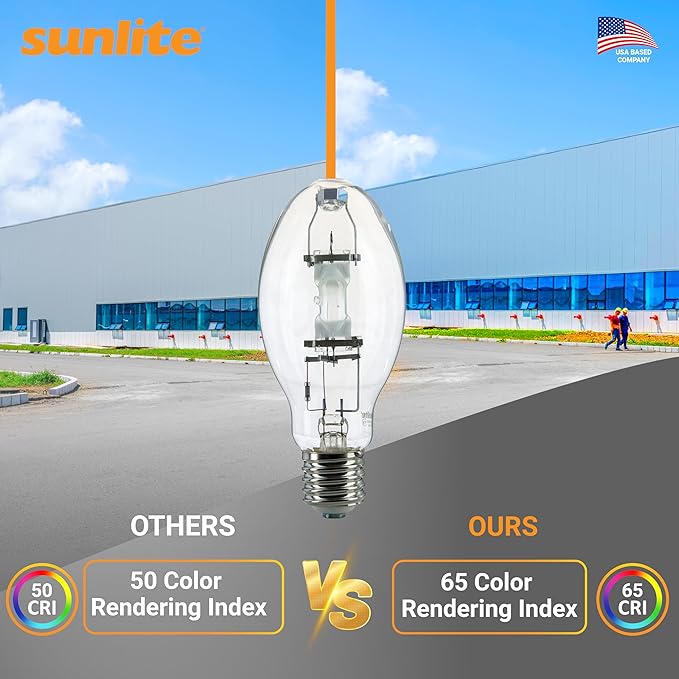 Sunlite 02515 MH175/U/MOG M57 Metal Halide Lamp, 175 Watts, Mogul Base (E39), ED28, 10,000 Hour Life Span, 14000 Lumen, Clear Finish, 4000K (2-Pack)