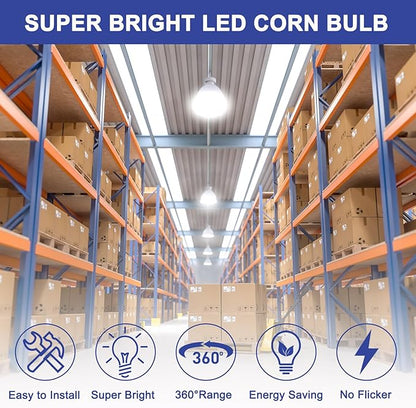 100W LED Corn Bulb 2 Pack, 12000 Lumens Super Bright Light, 5000K Daylight White LED Corn Light Bulb, E26/E39 Mogul Base LED Bulb for Outdoor Indoor Garage Warehouse Factory Workshop