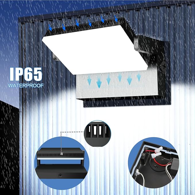 Juyace 120W LED Wall Pack Light Outdoor Security Flood Lighting Exterior Fixtures 360 °Rotation 5000K for Garage Yard Barn Area Backyard Building