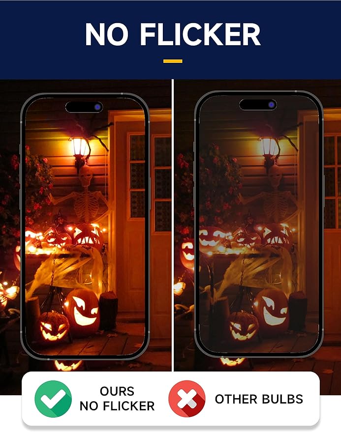 UNILAMP A19 Orange Light Bulb, 9W Equivalent 60Watt, E26 Base LED Orange Bulb, Colored Light Bulbs for Halloween Christmas, Party Decoration, Holiday Lighting, Non Dimmable, 4 Pack