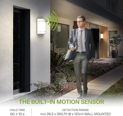ASD 10 Inch LED Outdoor & Indoor Wall Mount Light Fixture with Motion Sensor - Brushed Nickel Wall Sconce Lighting - 15W 120-277V 3000K 4000K 5000K Exterior Lights - Front Door & Patio - ETL 4 Pack