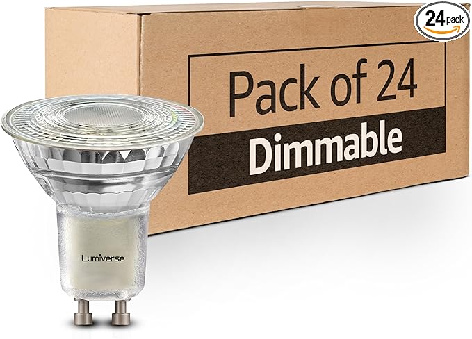 Lumiverse 24 Pack GU10 LED Bulbs, Dimmable, 5000K Daylight White, 5.5W 500lm [50W Equivalent], Par16 Led Bulbs for Track Lighting, 40 Beam Angle, ampoule led, UL Listed