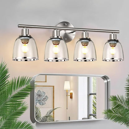 6 Pack Ceiling Fans Glass Shade Covers, Clear Glass Shade Replacements Globes Lampshades with Round Silver Border, Screw-Fixed Lamp shade for Light Fixtures Chandelier Sconces Vanity Lights