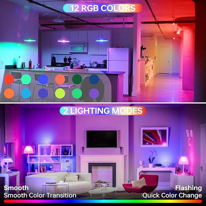 Rechargeable Battery Night Light Bulb: 3000mAh LED Bulb with Remote Control for Lamp, Wireless E26 USB Puck Light 400LM with Timer, 3 Color Temperature+12 RGB Color, Magnetic Camping Outdoor , 2pcs