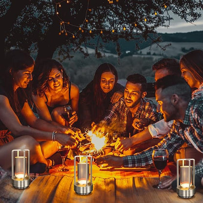 Cordless Table Lamp for Outdoor Indoor, Portable Rechargeable Battery Powered LED Crystal Lantern Lamp, 3 Color Touch Control Stepless Dimming, Small Desk Light for Restaurant Home (Silver)