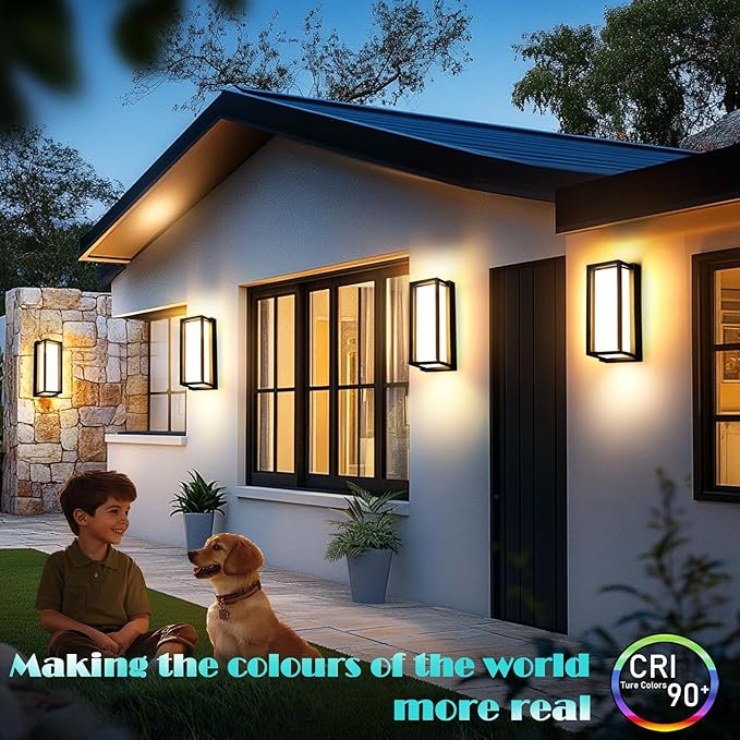 Dimmable Modern Outdoor Wall Light Fixtures, 1400LM Waterproof Porch Lights Outdoor Wall Sconce, 2700K-5000K 5 Color Temperature Exterior Lighting Fixtures for House
